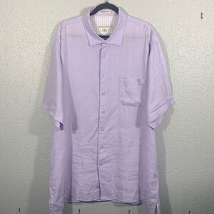 Pronto Uomo 100% Linen Lavender Button Up Shirt Left Pocket size 3XLT